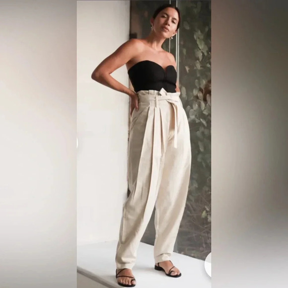 NWT LAUDE THE LABEL Traveler Pleated Silk Noil Pants - Picture 1 of 11